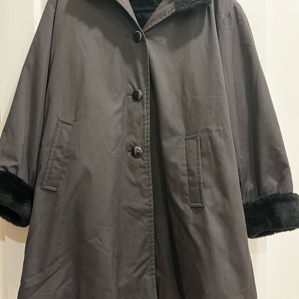 Vintage Iconic Fourrure Givenchy Black Nylon Fur Rain Coat
